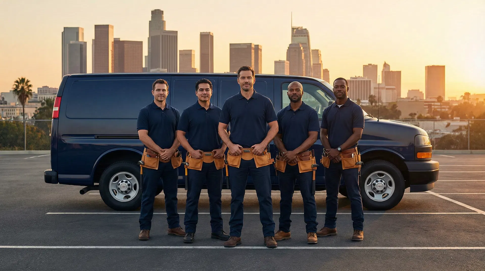 Locksmith service team with a mobile van in Los Angeles